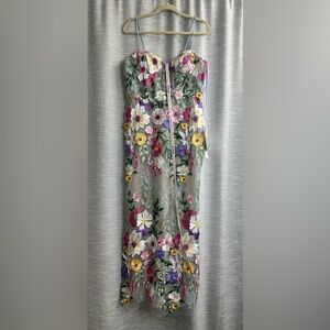 Mac Duggal Floral Embroidered Sleeveless Bustier Gown Size 10